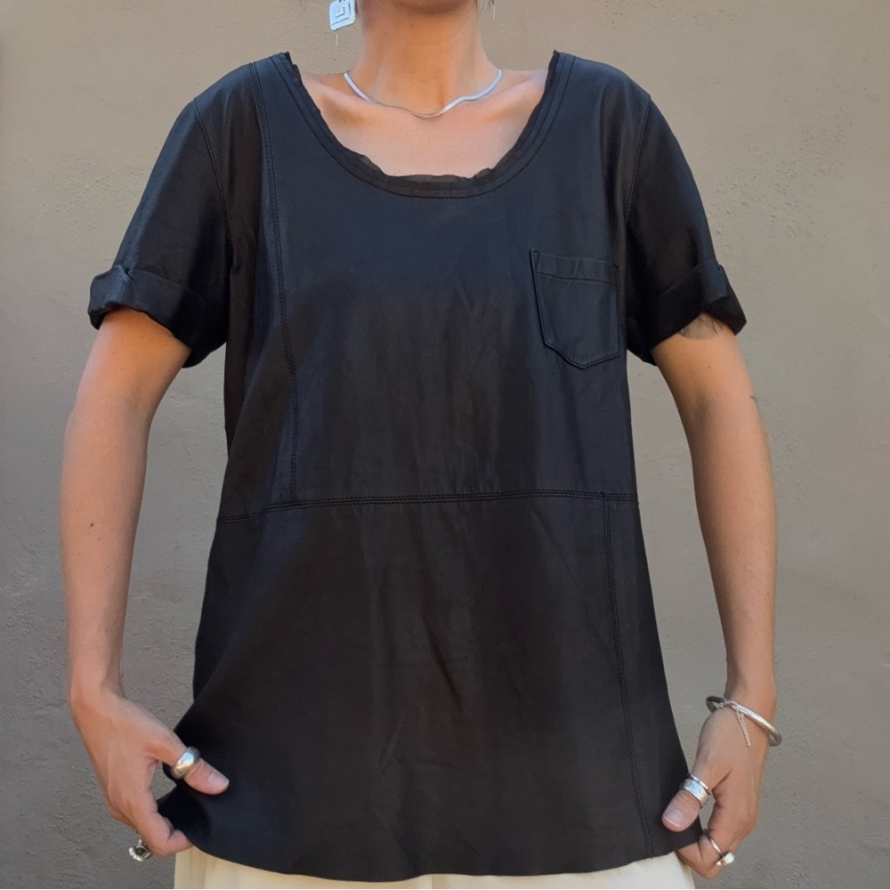 Diane Von Furstenberg Black Leather Top